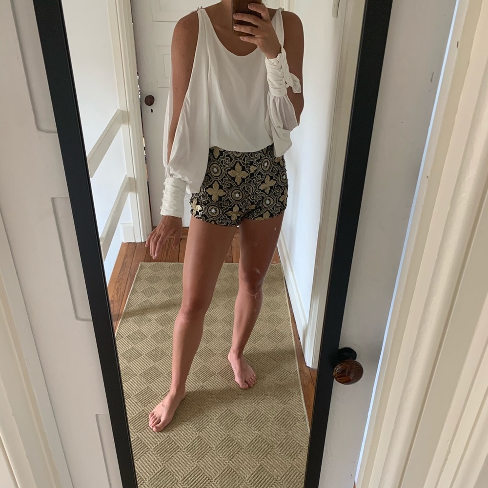 White sequined formal romper